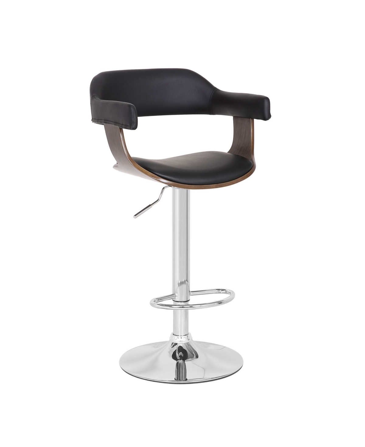 Ac Pacific Contemporary Swivel Adjustable Barstool with Padded Armrests