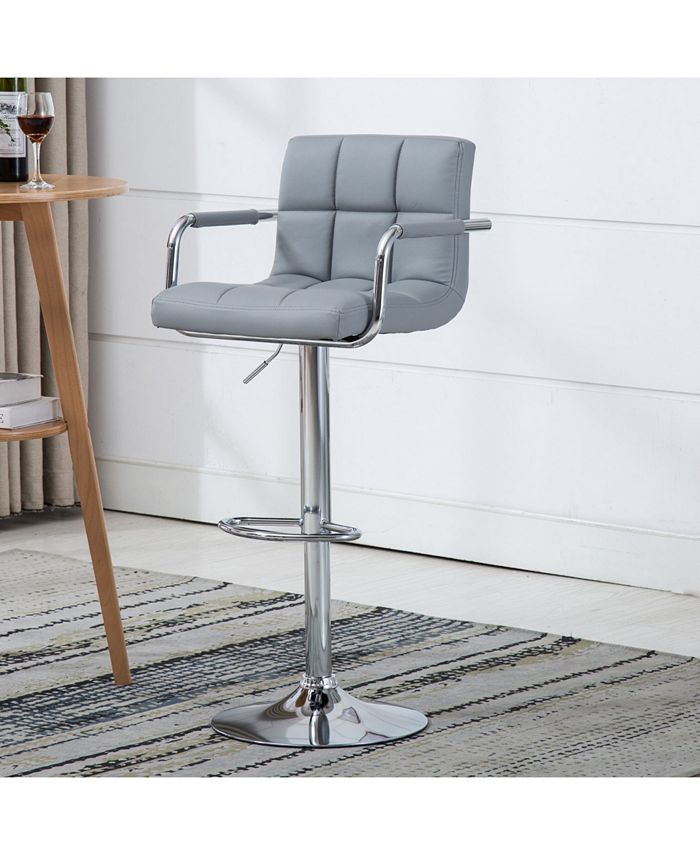Ac Pacific Contemporary Adjustable Swivel Arm Bar Stool with Cushion