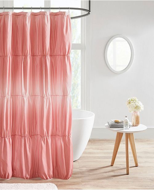 Intelligent Design Ellen Ruched Ombre Printed Shower Curtain