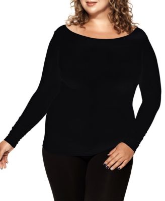 skinnytees Plus Long Sleeve Boatneck 