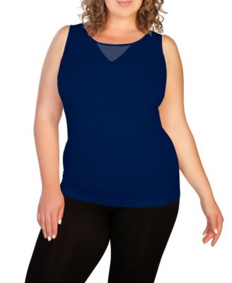 Skinnytees Plus Mesh V-neck Tank In 