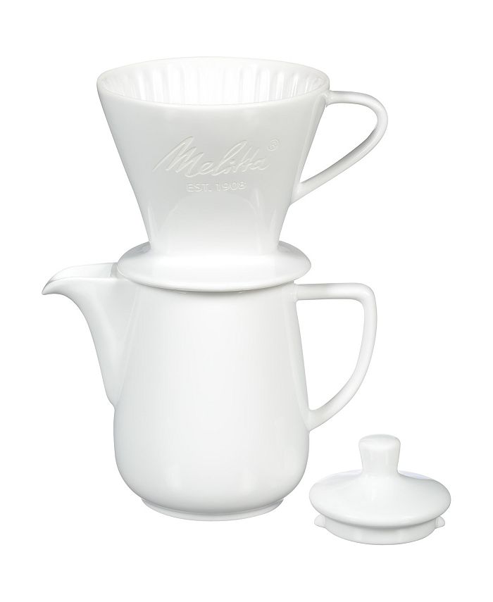 Melitta 64123 Porcelain PourOver Carafe Set with Cone Brewer and