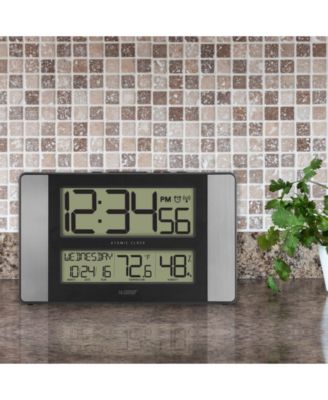 Atomic Digital Clock with Indoor Temperature and Humidity, Aluminum finish
