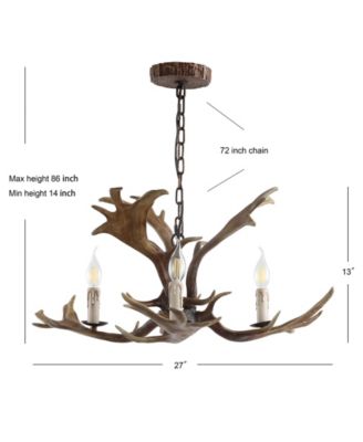 Eldora 27" Adjustable Resin Antler 3-Light LED Chandelier