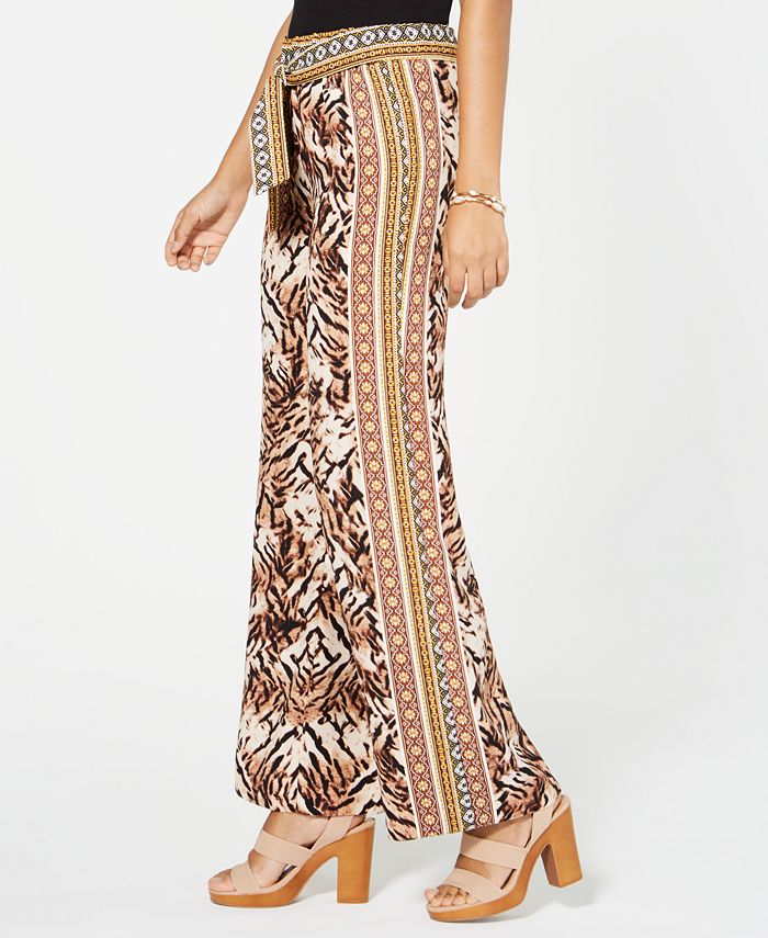 printed wide leg pants