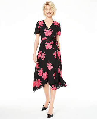 Alfani Floral-Print V-Neck Wrap Dress, Created for Macy's - Macy's