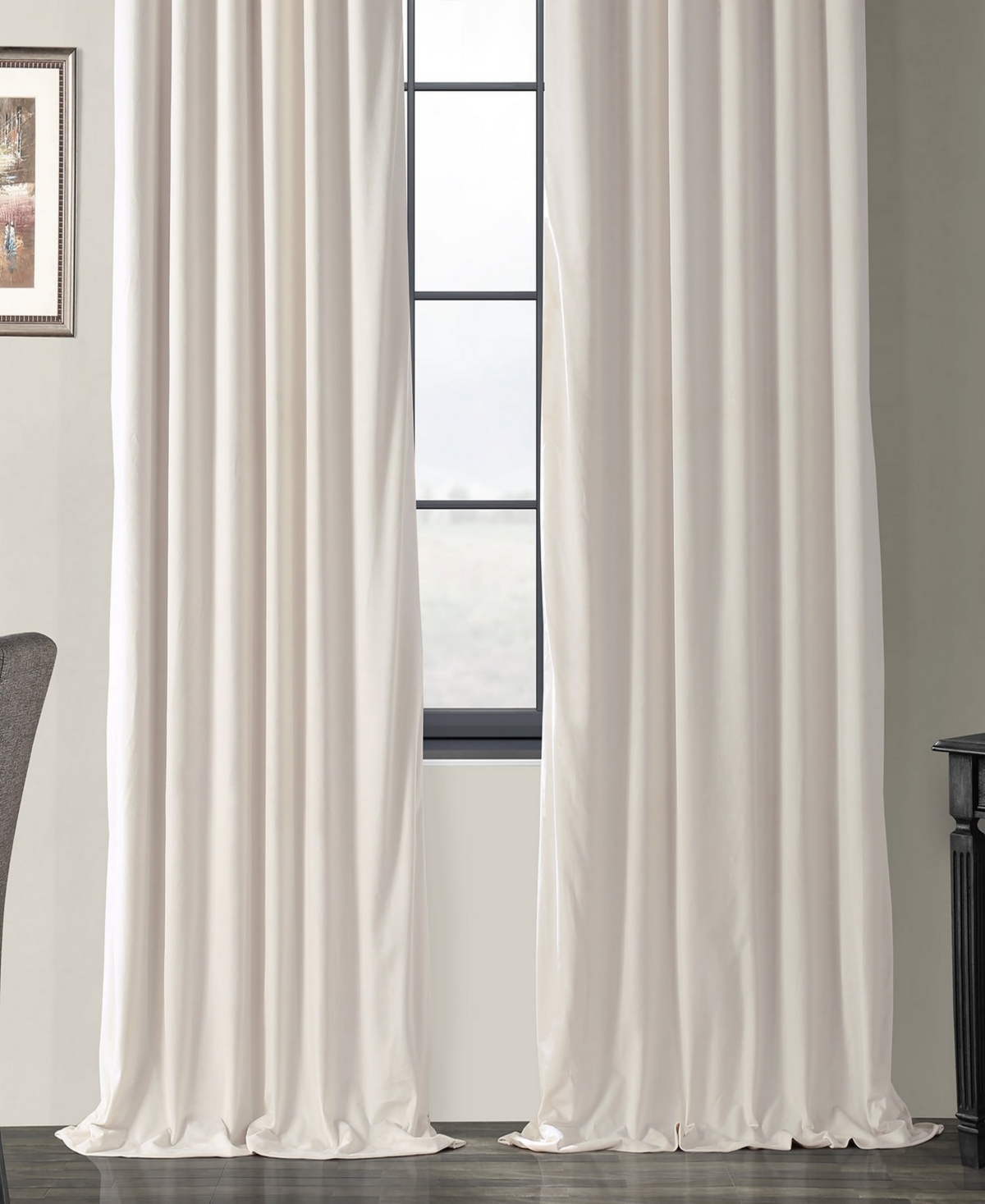 Half Price Drapes Alabaster Beige Signature Velvet Blackout Curtain In Beige,tan