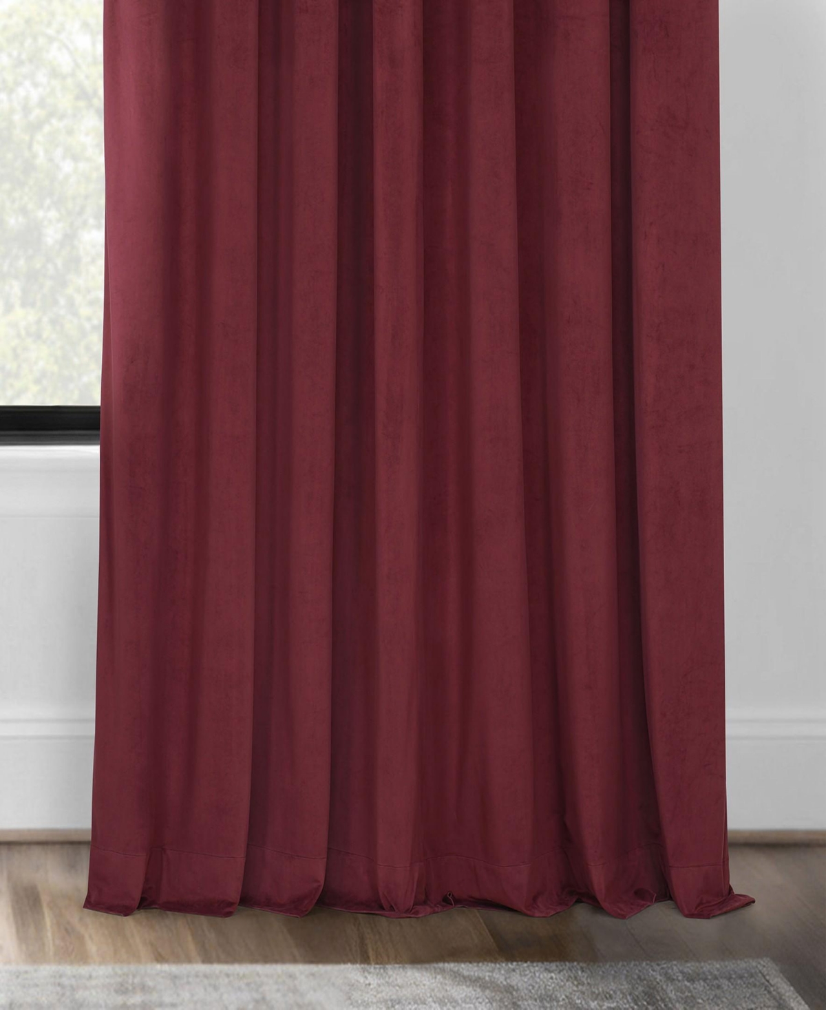 Half Price Drapes Burgundy Signature Extra Wide Velvet Blackout Curtain