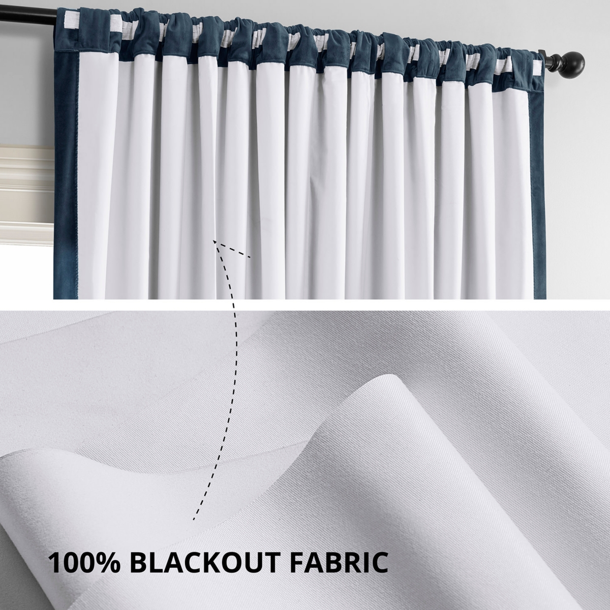 Half Price Drapes Midnight Blue Signature Extra Wide Velvet Blackout Curtain