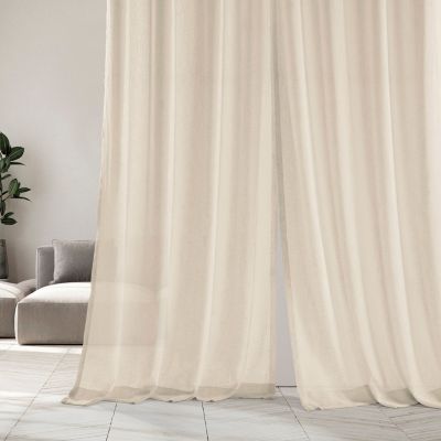 Textured Faux Linen Sheer Curtain