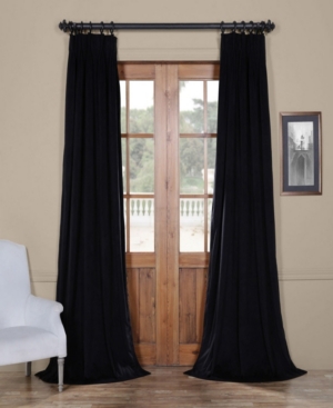 Exclusive Fabrics & Furnishings Signature Pleated Blackout Velvet 25" X 120" Curtain Panel In Black