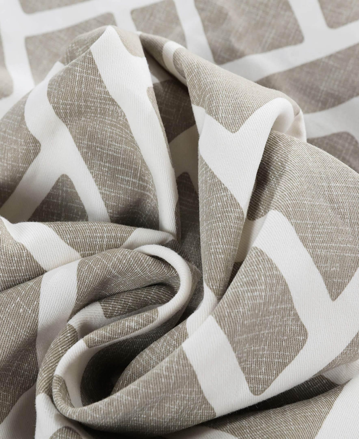 Half Price Drapes Martinique Taupe Geometric Printed Cotton Room Darkening Curtain