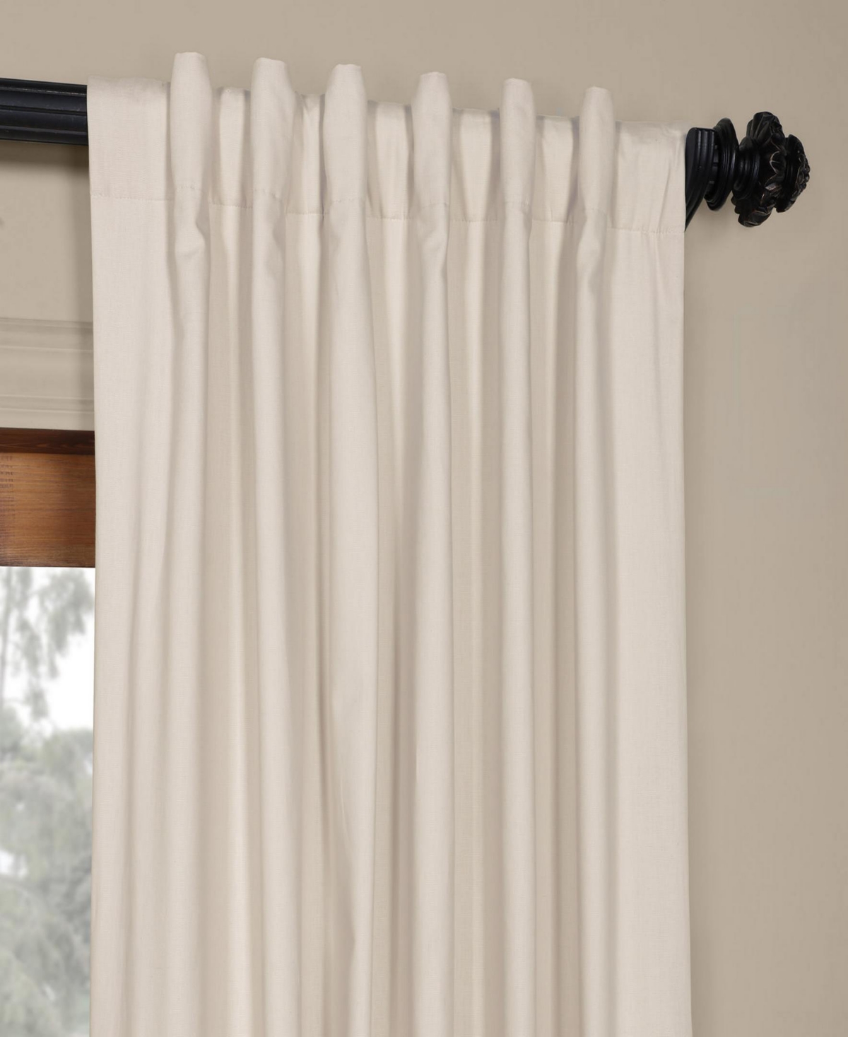 Half Price Drapes Hazelwood Beige Solid Cotton Hotel Blackout Curtain In Beige,tan