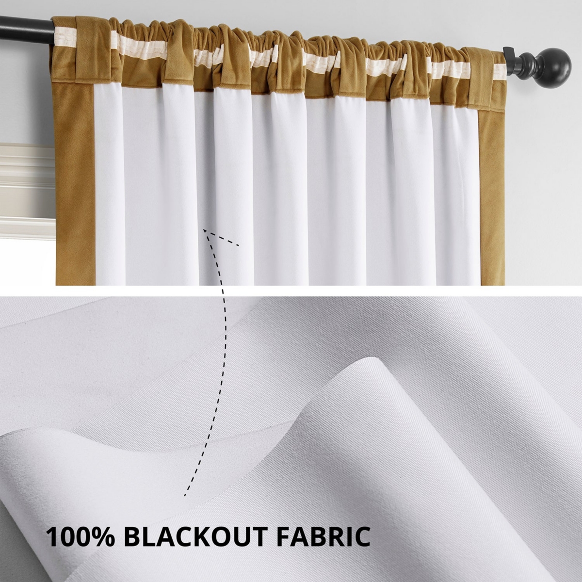 Half Price Drapes Amber Gold Signature Velvet Blackout Curtain In Gold