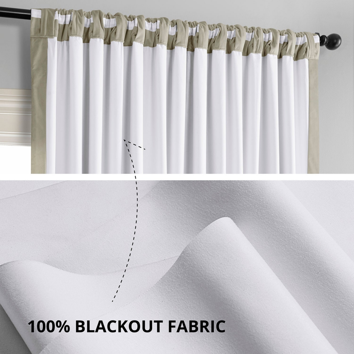 Half Price Drapes Cool Beige Signature Extra Wide Velvet Blackout Curtain