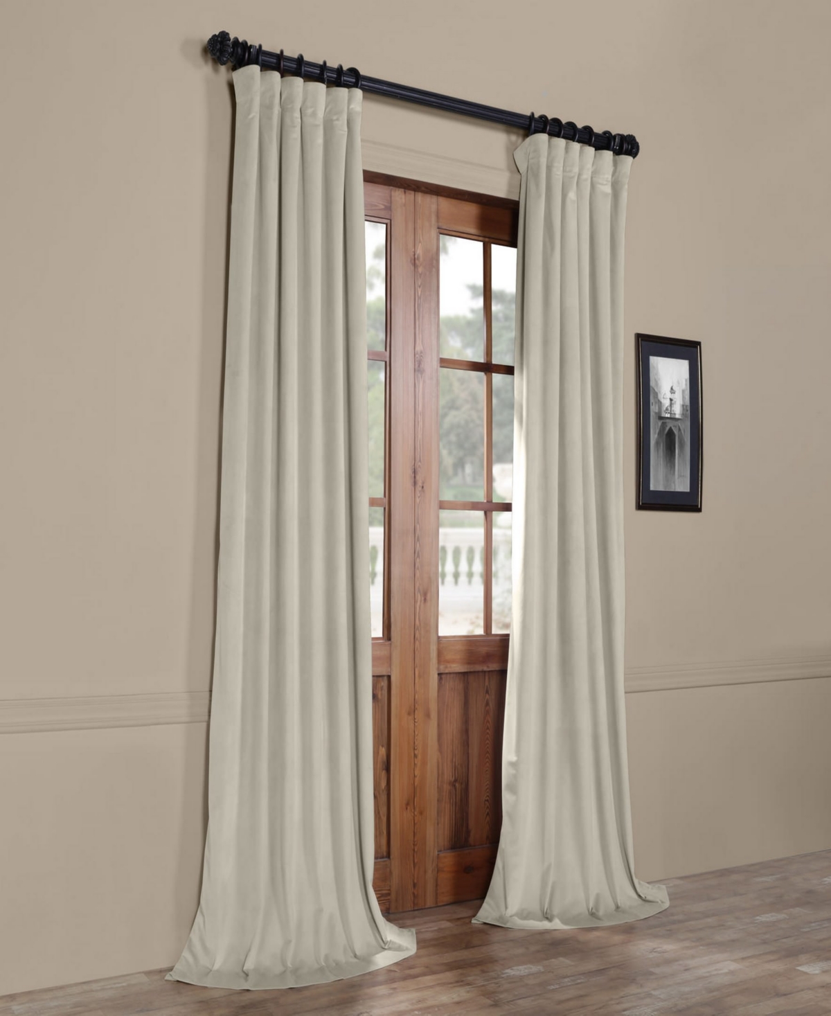 Half Price Drapes Cool Beige Signature Velvet Blackout Curtain In Beige,tan