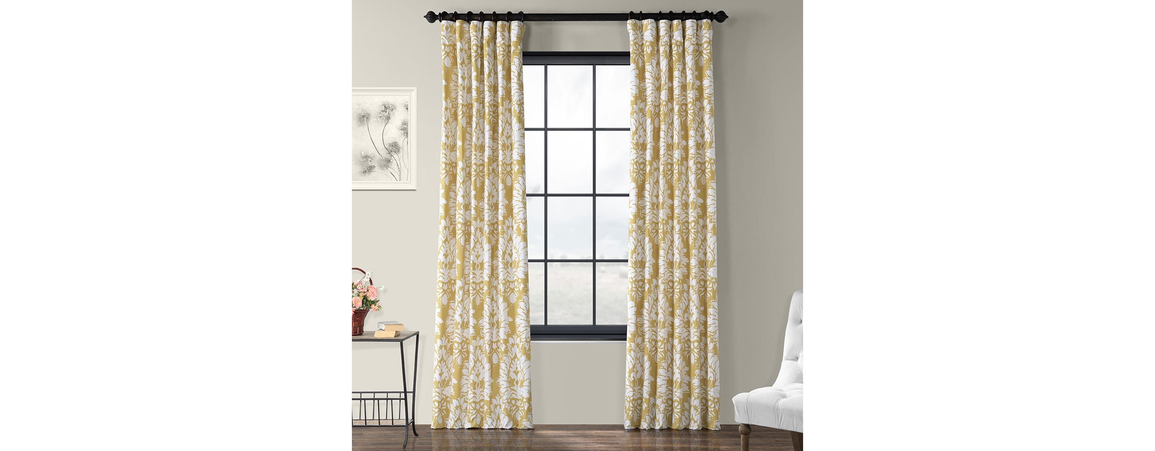 Half Price Drapes Lacuna Sun Floral Printed Cotton Room Darkening Curtain