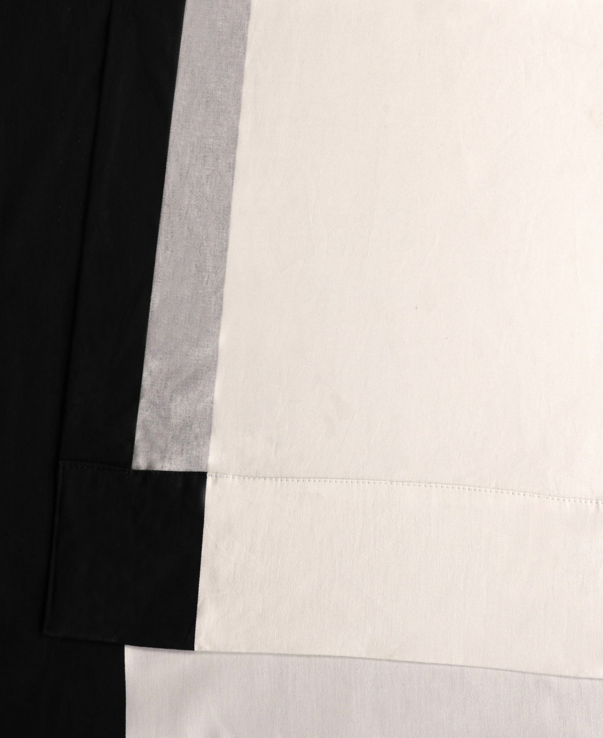 Half Price Drapes Fresh Popcorn & Black Bordered Vertical Printed Cotton Curtain In White