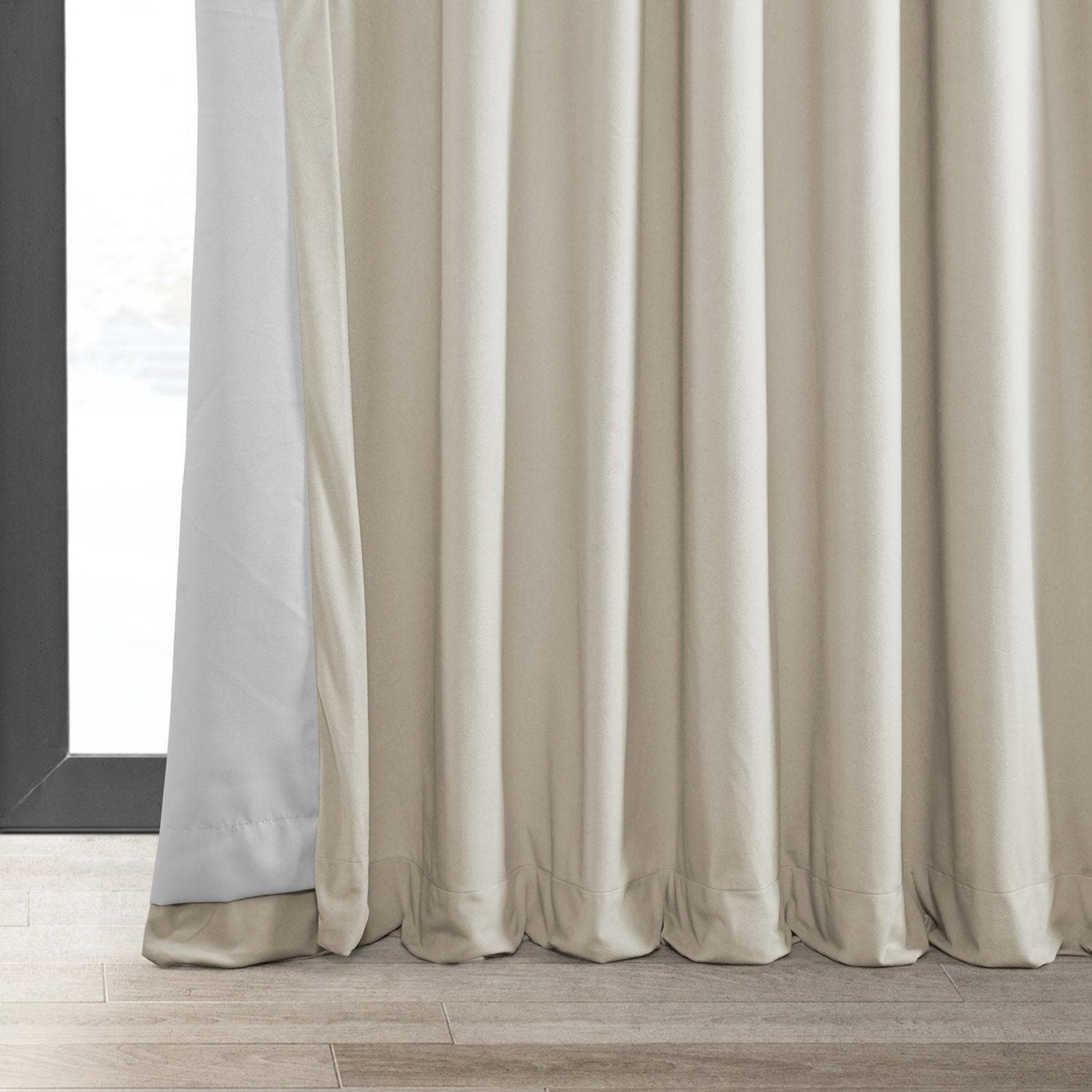 Half Price Drapes Warm Off White Grommet Signature Extra Wide Velvet Blackout Curtain In Cream
