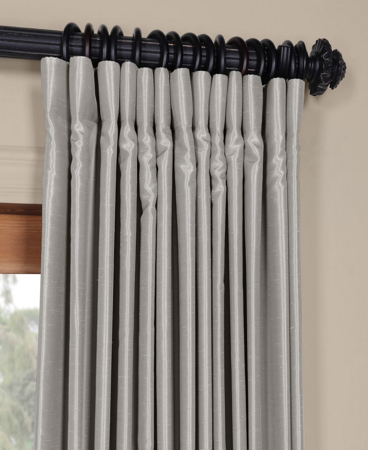 Half Price Drapes Silver Extra Wide Vintage Textured Faux Dupioni Silk Blackout Curtain