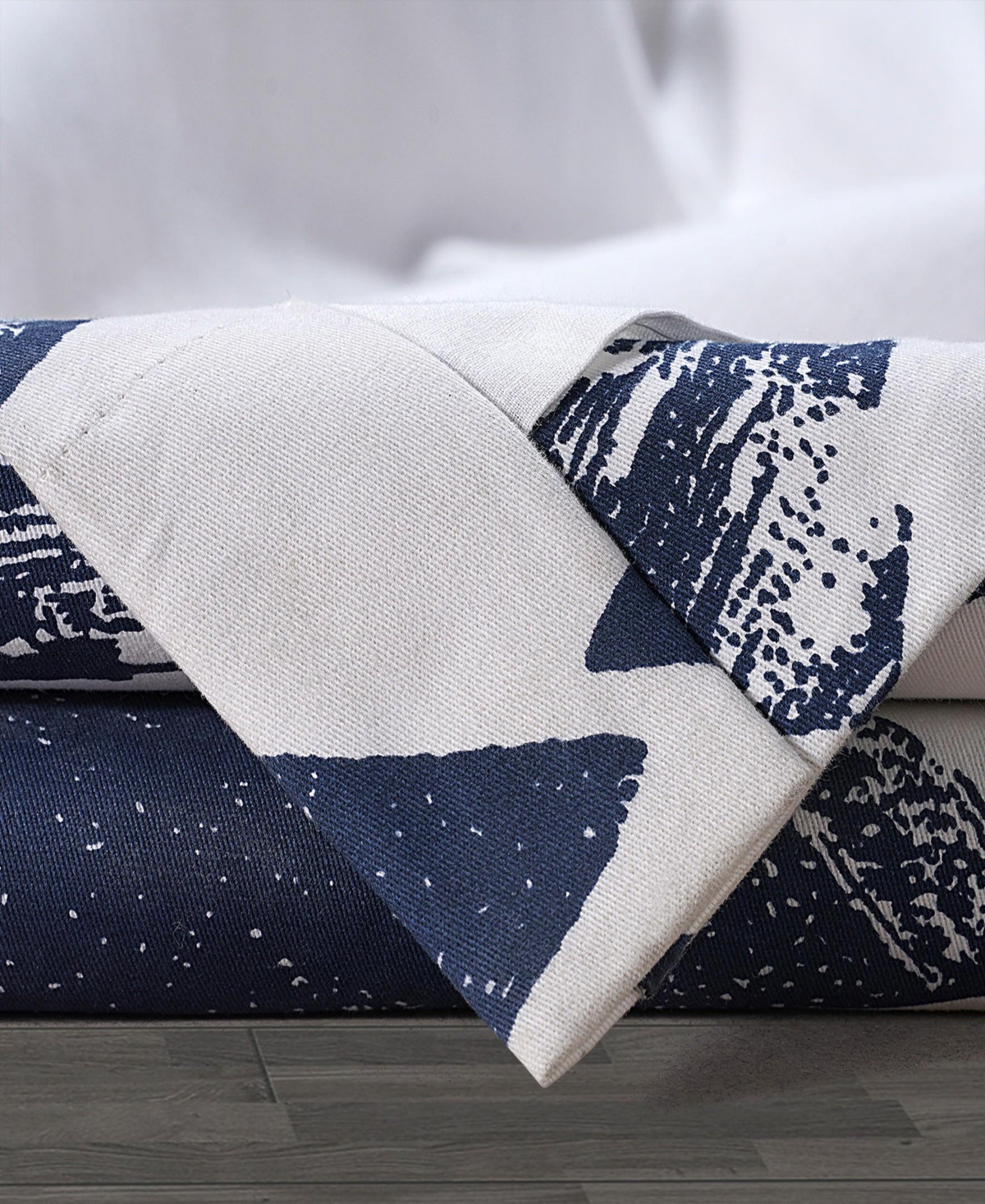 Half Price Drapes Triad Indigo Geometric Printed Cotton Room Darkening Curtain