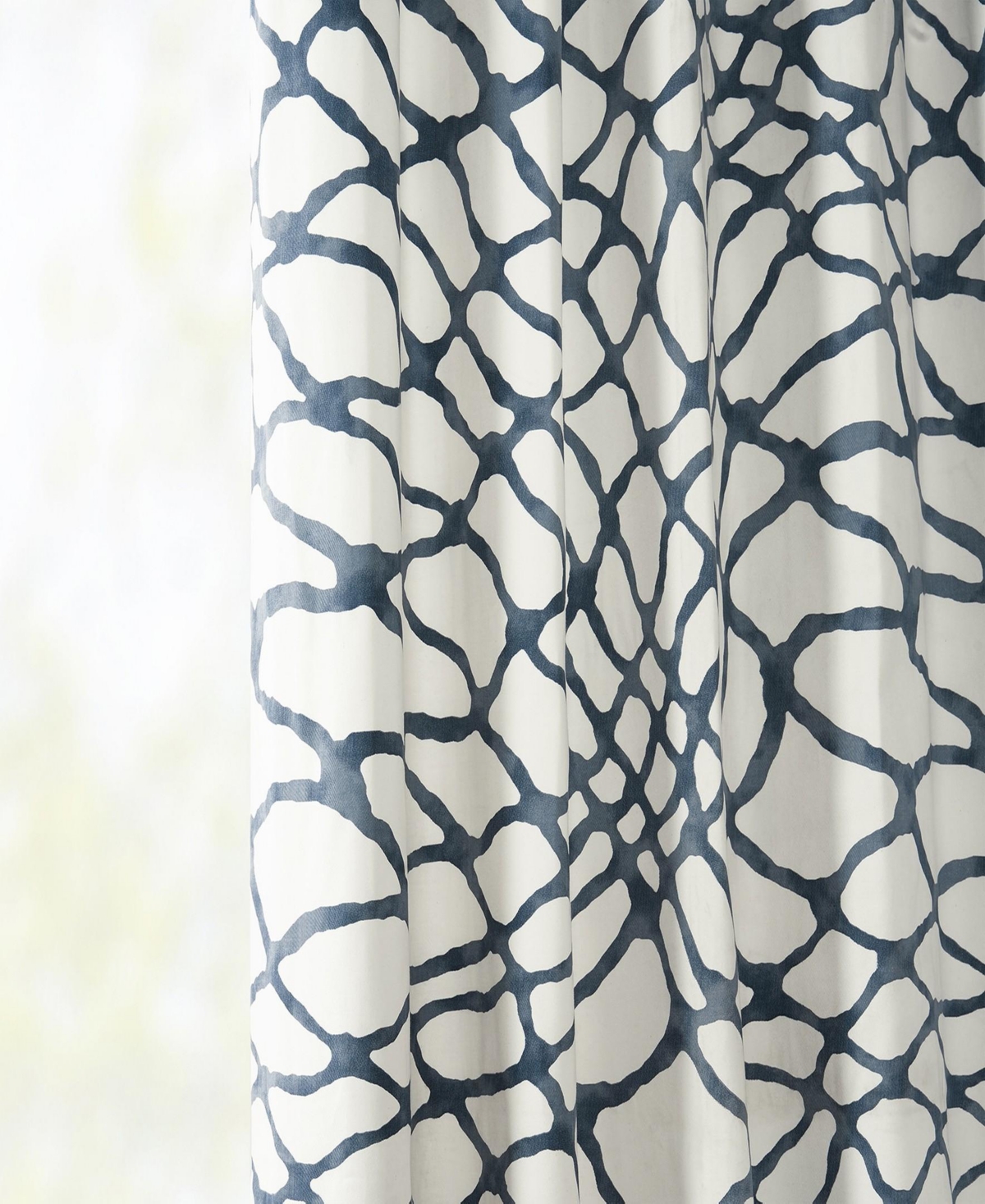 Half Price Drapes Ellis Blue Abstract Printed Cotton Room Darkening Curtain