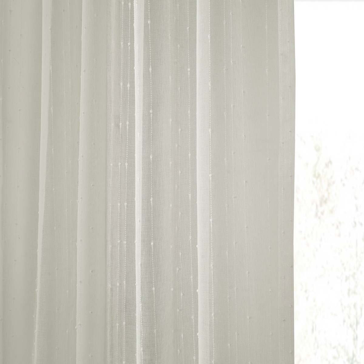 Half Price Drapes Montpellier Striped Patterned Faux Linen Sheer Curtain