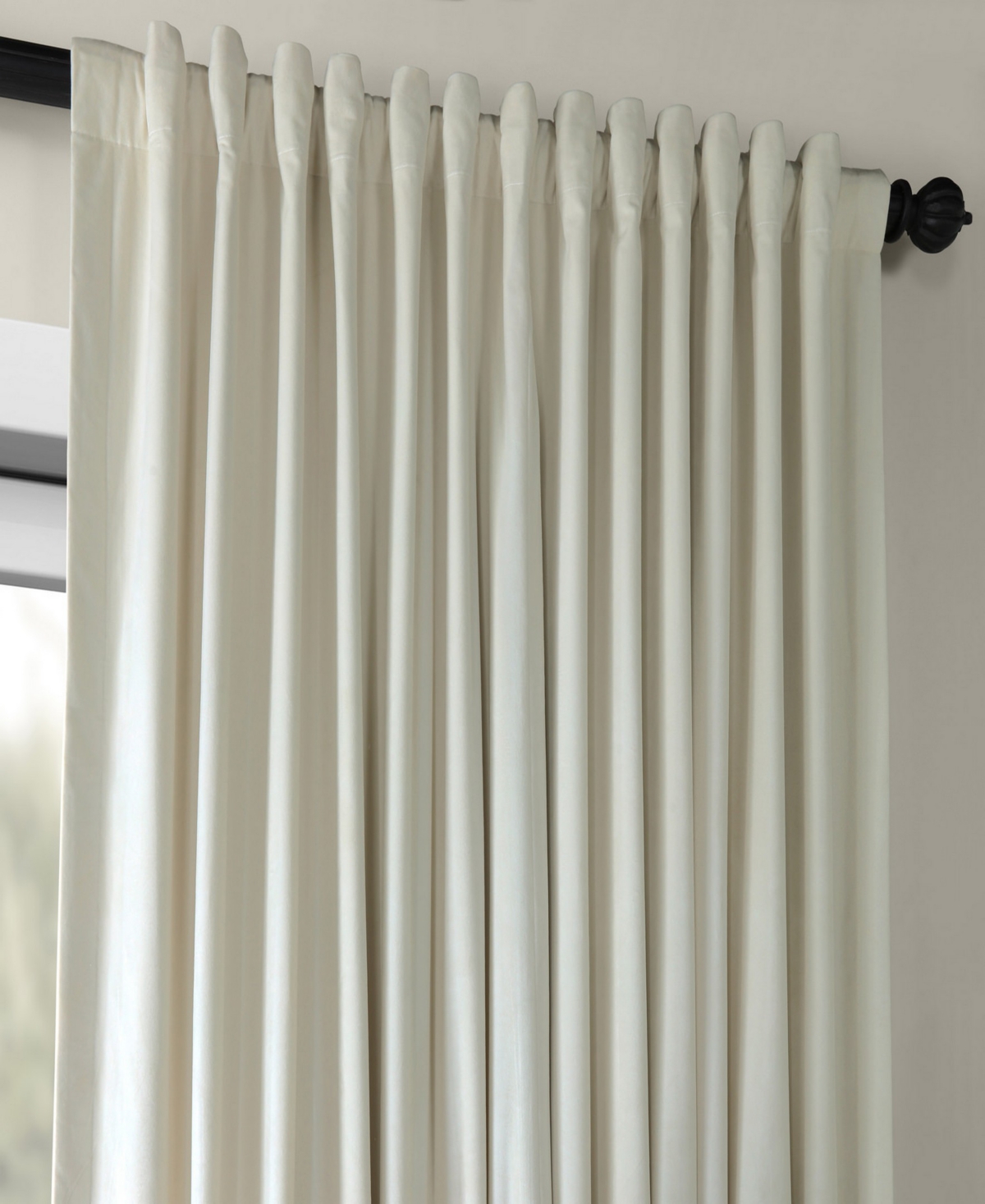 Half Price Drapes Warm Off White Signature Extra Wide Velvet Blackout Curtain In Cream