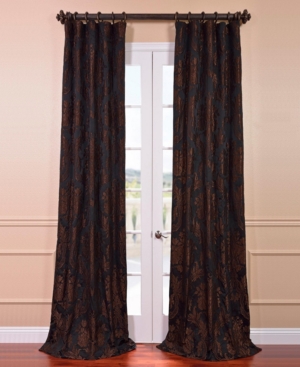 Exclusive Fabrics & Furnishings Magdelena Black & Copper Damask Faux Silk Jacquard Room Darkening Curtain