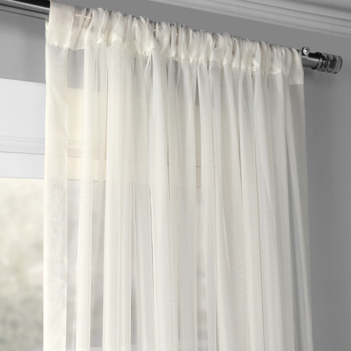 Half Price Drapes Solid Off White Extra Wide Sheer Curtain