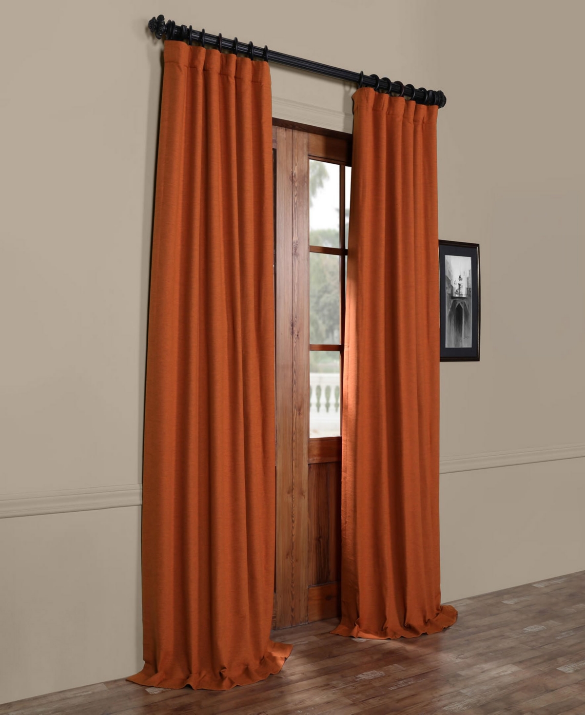 Half Price Drapes Persimmon Textured Bellino Room Darkening Curtain In Orange
