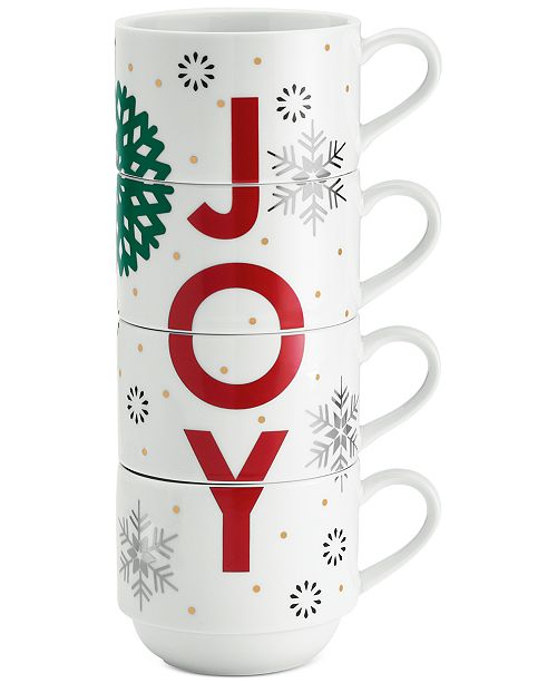 The Cellar Holiday Sayings Joy Stackable Mugs Set Of 4 Created For Macy S Reviews Home Macy S