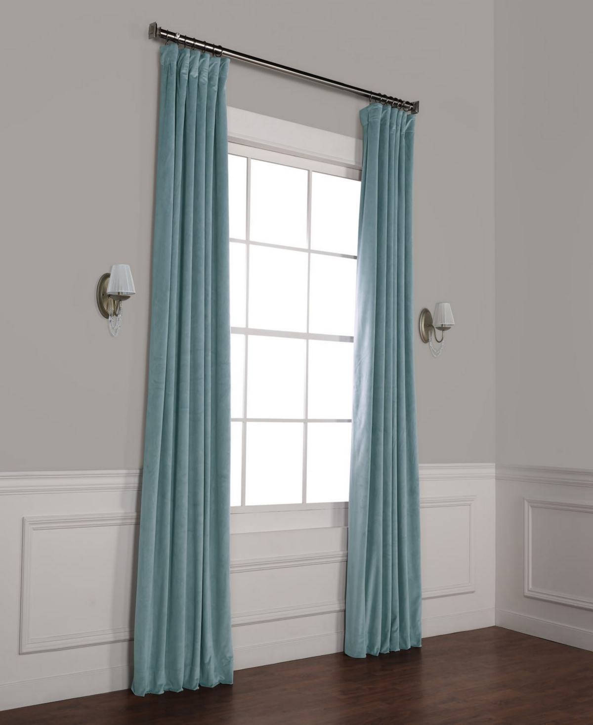 Half Price Drapes Skylark Blue Signature Velvet Blackout Curtain In Blue