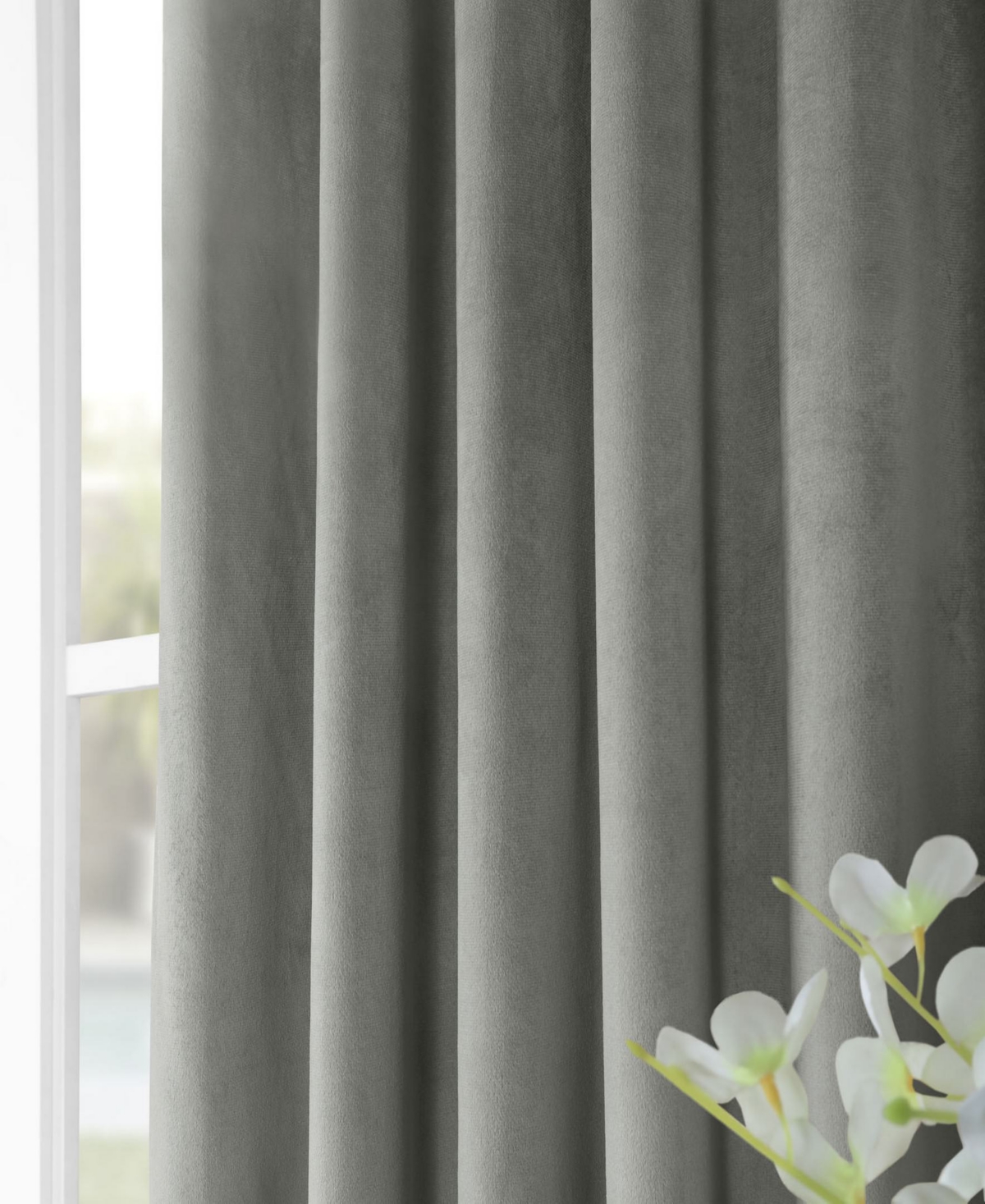 Half Price Drapes Silver Grey Signature Velvet Blackout Curtain In Grey