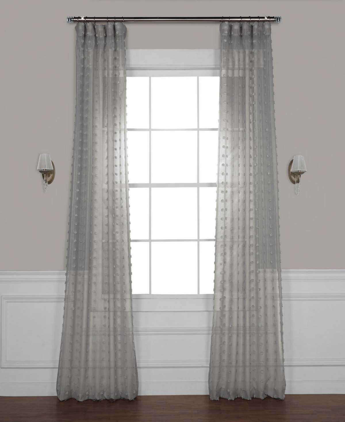 Half Price Drapes Geometric Patterned Faux Linen Sheer Curtain