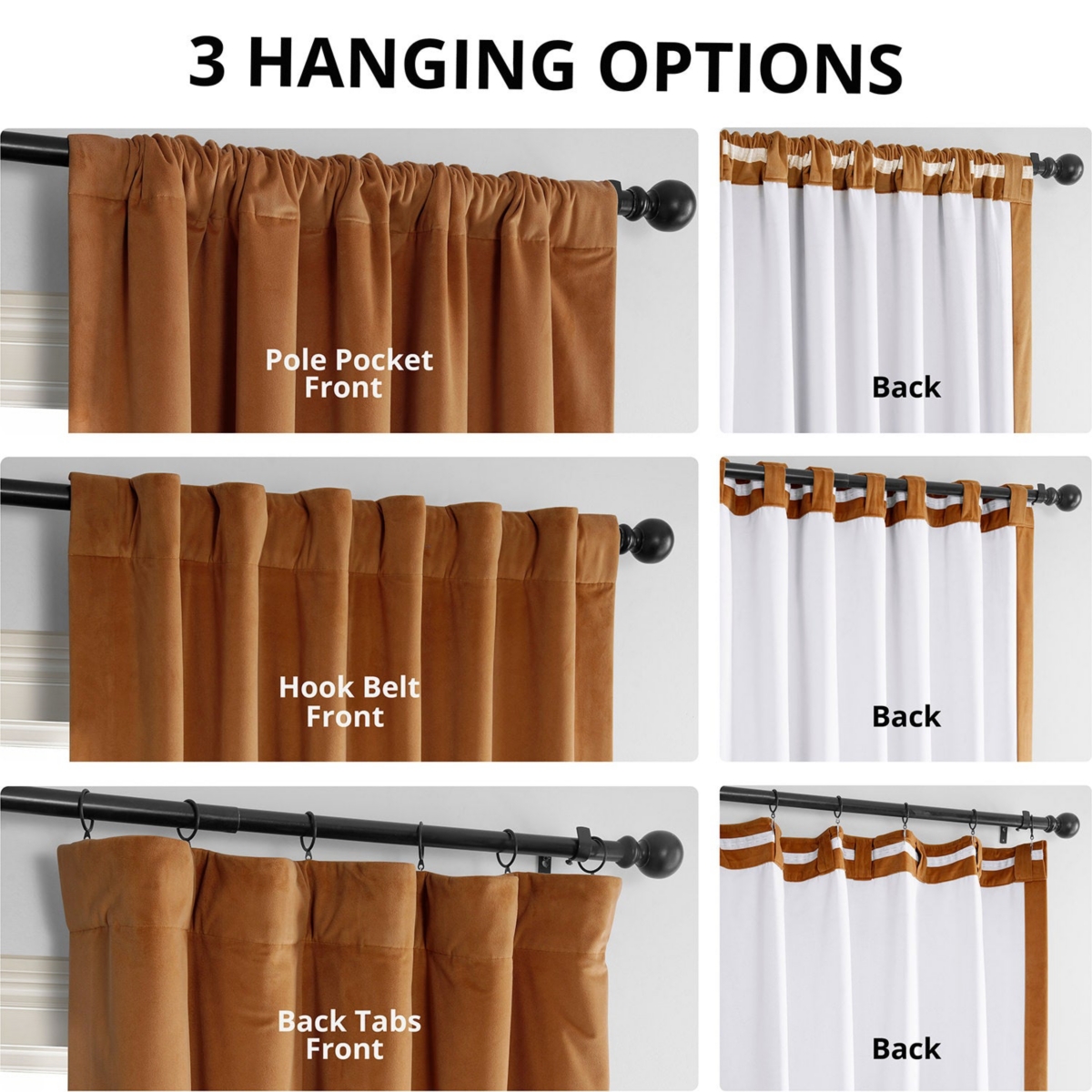 Half Price Drapes Burnt Pumpkin Signature Velvet Blackout Curtain