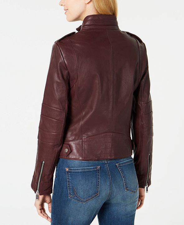 Marc New York Front-Zip Leather Moto Jacket & Reviews - Coats - Women ...