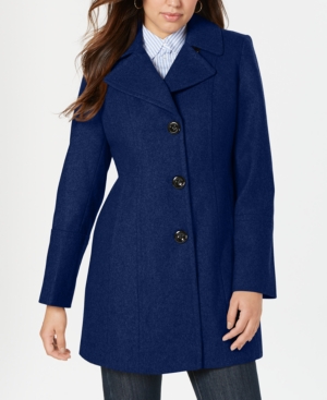 Anne Klein Single-breasted Coat In Blue Print | ModeSens