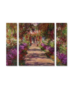 Trademark Global Claude Monet 'a Pathway In Monet's Garden' Multi Panel Art Set Small