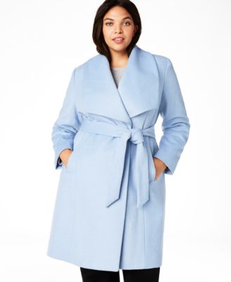 Cole Haan Plus Size Belted Wool Wrap 