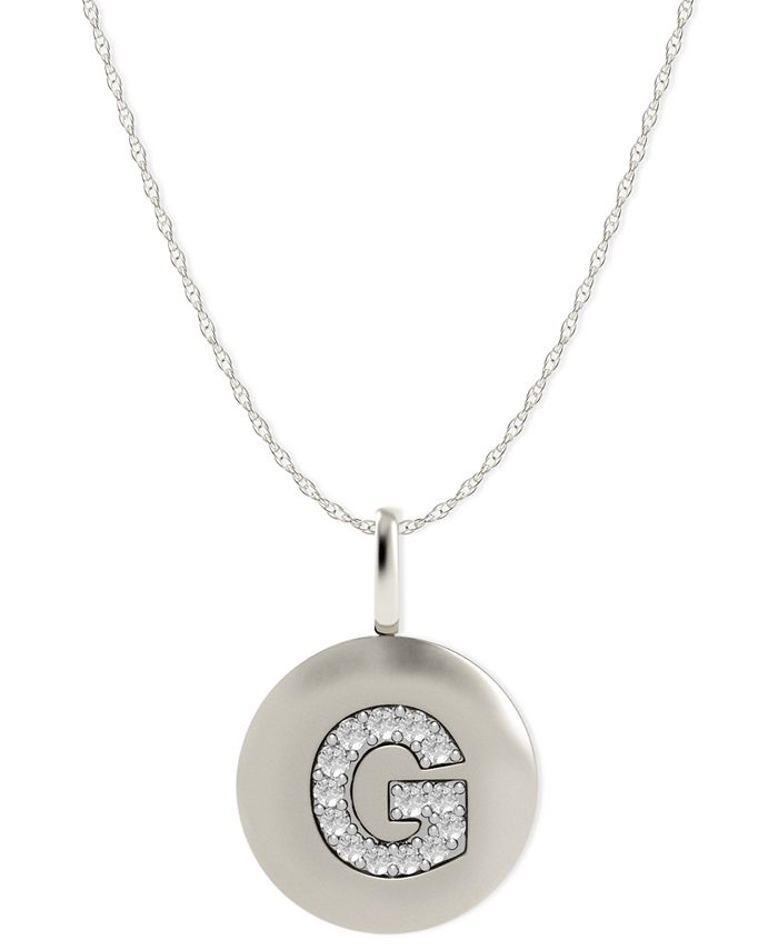 Macy's - 14k White Gold Necklace, Diamond Accent Letter G Disk Pendant