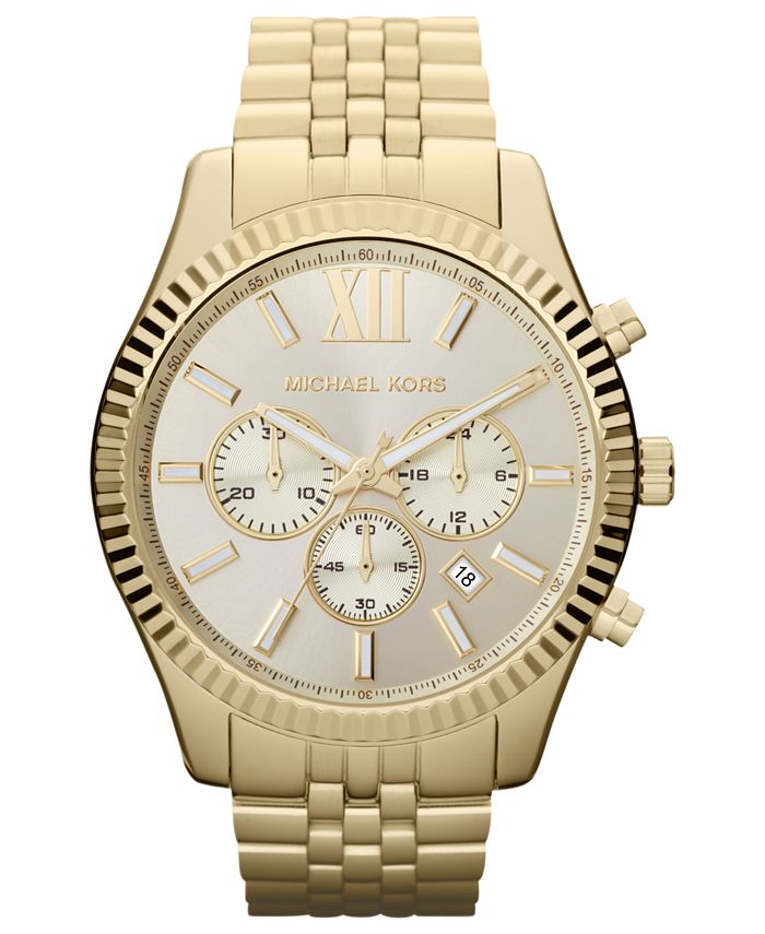 Michael Kors Men's Chronograph Lexington Gold-Tone Stainless Steel Bracelet  Watch 45mm MK8281 & Reviews - All Watches - Jewelry & Watches - Macy's
