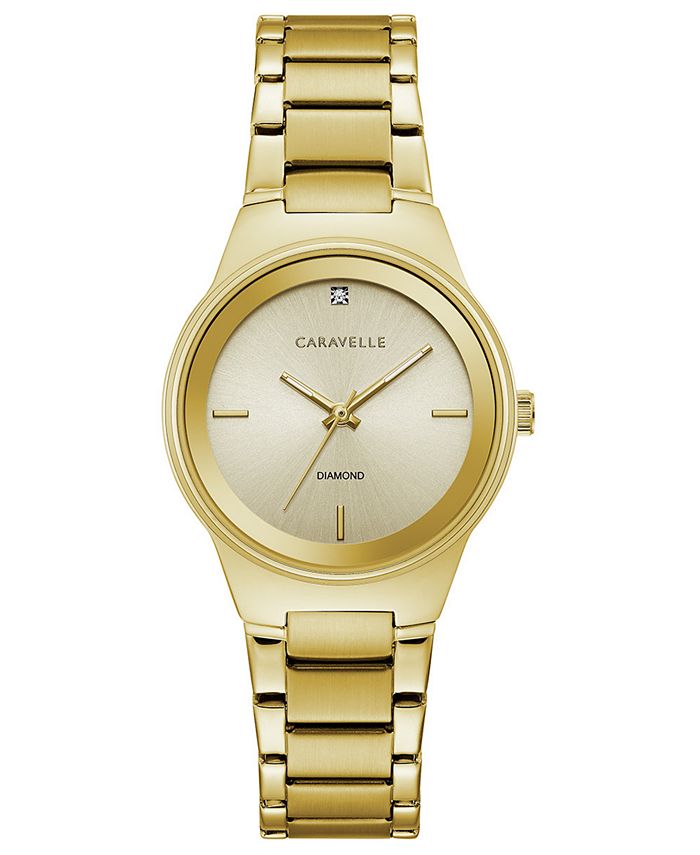 Caravelle - Women's Diamond-Accent Gold-Tone Stainless Steel Bracelet Watch 30mm