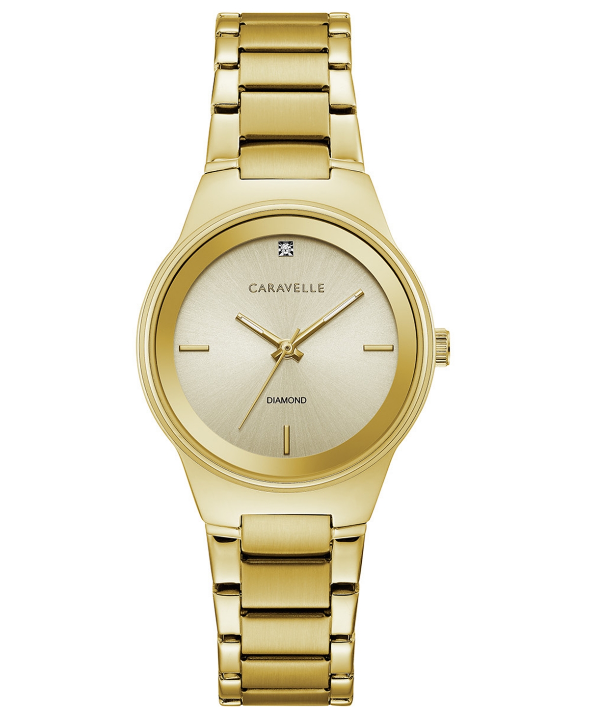 Caravelle Designed by Bulova Women's Diamond-Accent Gold-Tone Stainless Steel Bracelet Watch 30mm Women's Shoes