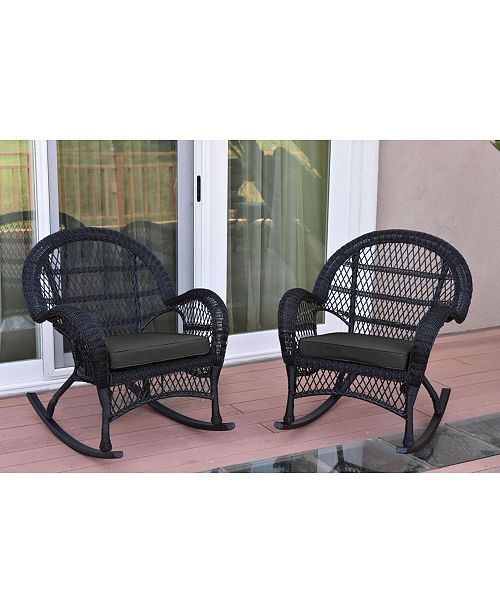 Jeco Santa Maria Wicker Rocker Chair With Cushion Set Of 2