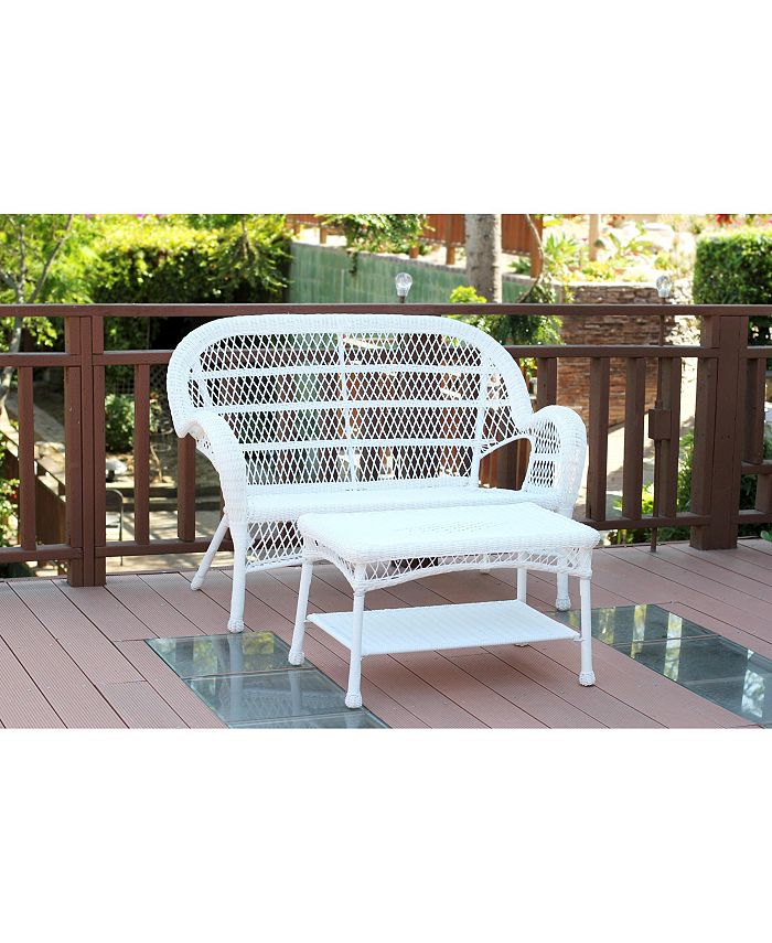 Jeco Santa Maria Wicker Patio Love Seat and Coffee Table Set without