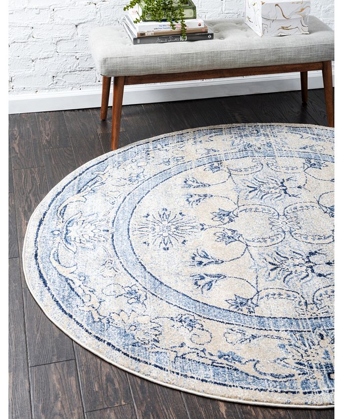 Bayshore Home Aldrose Ald5 Blue 6' x 6' Round Area Rug & Reviews Rugs