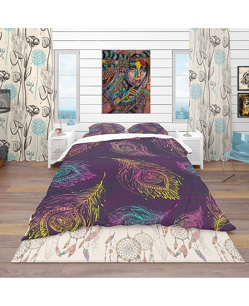 Design Art Designart Peacock Feather Pattern Southwestern Duvet