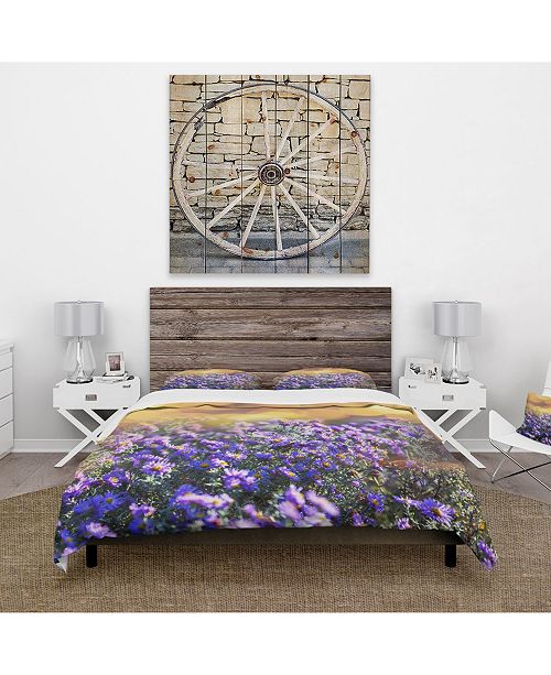 Design Art Designart Purple Flowers On Brown Background Country