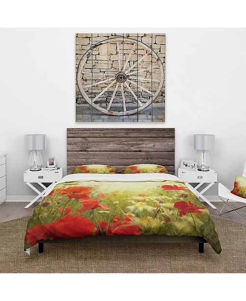 Design Art Designart Grunge Background With Red Poppies Country